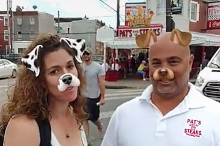 Even Pat's Steaks owner Frankie Olivieri Jr. got into the Snapchat action